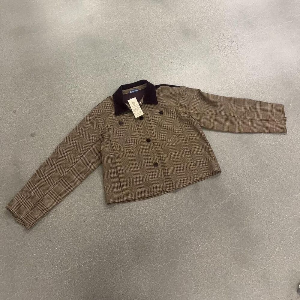 Democracy Women's Brown Plaid Crop Curduroy Jacket NWT